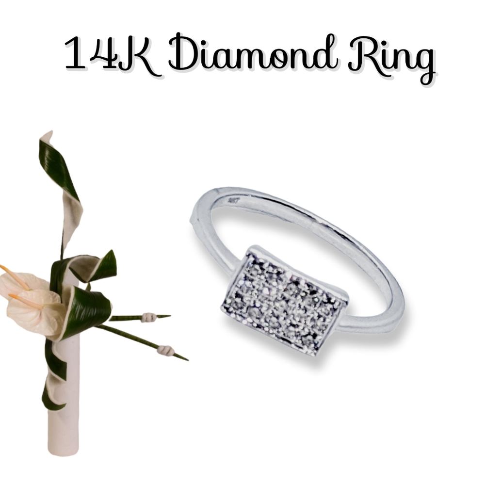 SOLID 14K Gold Ring with Genuine Natural Diamonds
